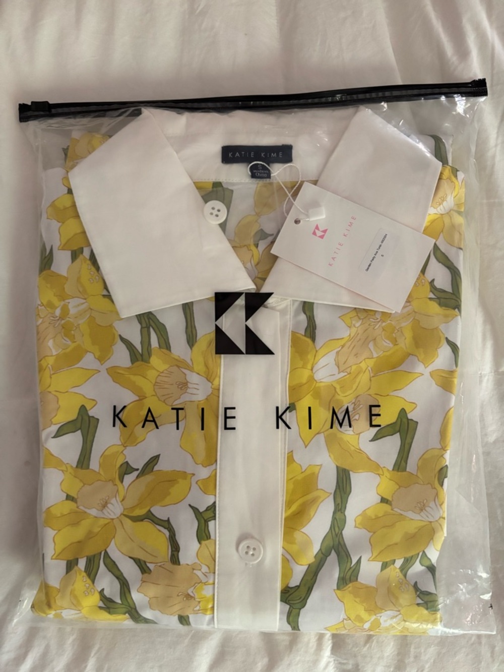 Katie Kime Garden Party Ava Tunic Dress Small Yellow Daffodil Shift Mini NWT - Picture 5 of 6